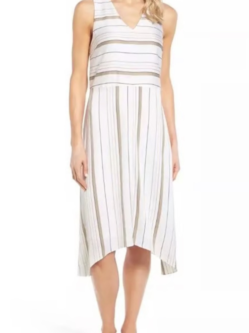 Nordstrom Collection Silk Striped sharkbite hem size 14 - Picture 3 of 10